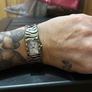 Silver Women's Watch with Wave Pattern